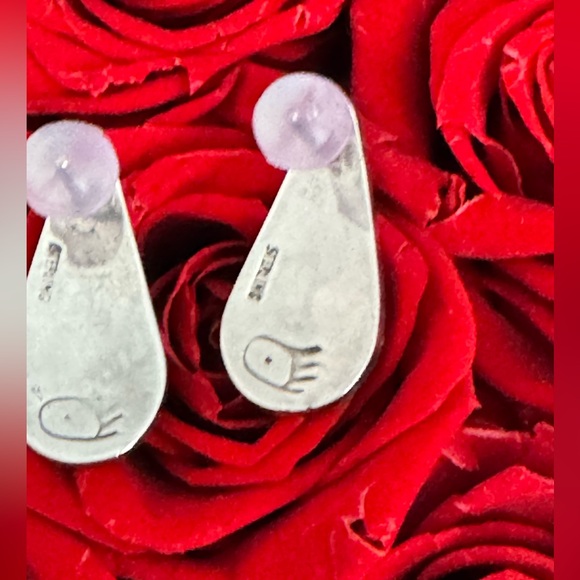 Native American Earrings, Sterling Hopi/Navajo, artist signed & hallmarked - Picture 2 of 6